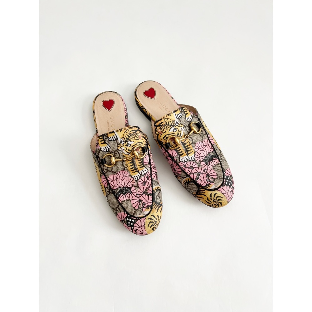 Gucci Monogram Bengal Print Slip on Loafer Slides Size 36